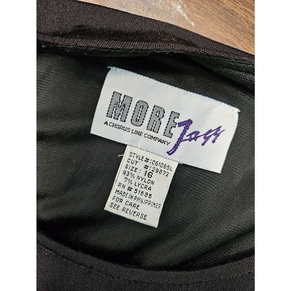 Vintage 80's More Jazz Black Cinched Waist Black Dress Plus Size 16 - Picture 5 of 7